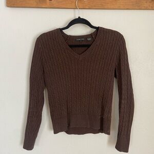 100% Cotton Chocolate V-Neck Sweate